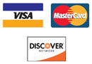 We accept Visa, Mastercard, & Discover